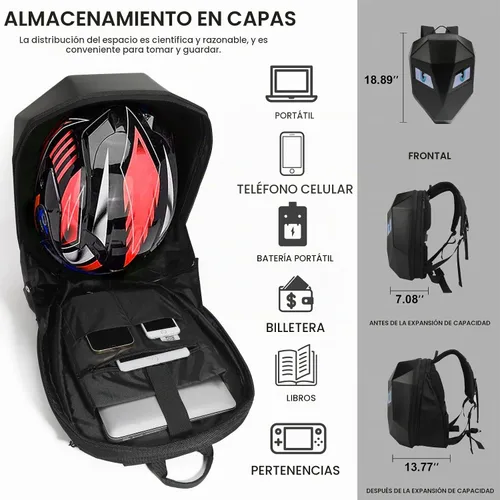 Vista 2 de Ruconla Mochila LED para Laptop Bolsa Mochila para Motocicleta, Negro, X-Grande, Cómodo