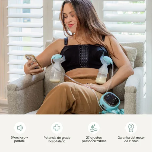 Vista 2 de Zomee Z2 Extractor de leche eléctrico doble – con expresión, masaje y modos de 2 fases - Extractor de leche recargable, portátil y manos libres