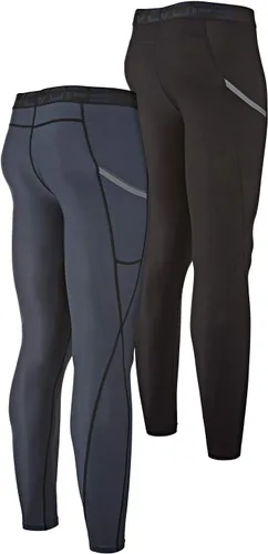 Vista 2 de DEVOPS Paquete de 2 leggings deportivos de compresión para hombre con bolsillosin bolsillo