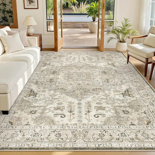 Vista 210 de Madane Alfombra lavable de 2 x 3 pies, alfombra de entrada pequeña, antideslizante, vintage, para entrada interior, alfombra de pelo bajo