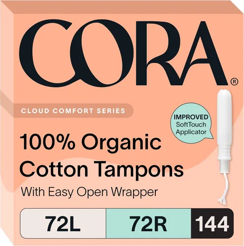 Vista 12 de Cora Multipack de tampones de algodón orgánico (18 tampones ligeros, 18 regulares)