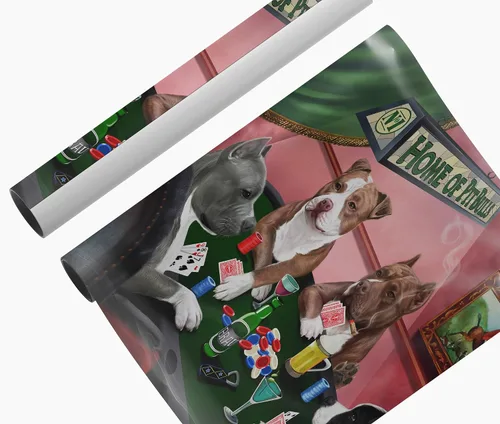 Vista 10 de Home of Poker Playing Pit Bull Dogs - Lienzo decorativo de pared de alta calidad listo para colgar, lienzo de pared impreso de animales únicos