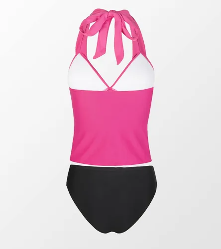Vista 6 de CUPSHE Traje de baño tankini para mujer cuello en V sin espalda fruncido de dos piezas