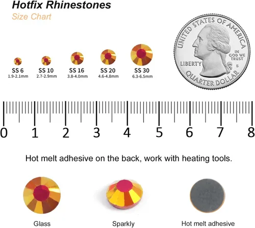 Vista 98 de 6000 PIEZAS Diamantes de Imitación Hotfix a Granel, Diamantes Naranja para Manualidades y Ropa, Diamantes de Imitación para Decoración DIY, SS10