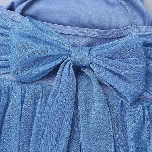 Vista 3 de CHICTRY Niñas Niños Novio Lentejuelas Gasa Danza Lírica Vestido Sash Pajarita Disfraces de Salón