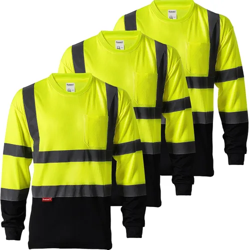 Vista 13 de ProtectX Camisas de manga larga de alta visibilidad, camiseta de seguridad reflectante de alta visibilidad para hombres y mujeres, camisa