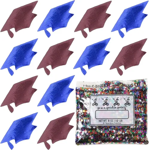 Vista 123 de Confetti Grad Cap Negro, Azul Marino Combo - 2 bolsas de media onza (1 oz)