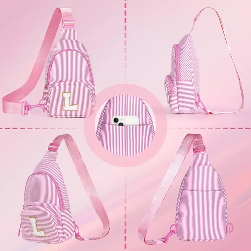 Vista 7 de YOOLIFE Bolso bandolera con inicial para niñas, regalos para mujeres y niñas, riñonera con inicial, monederos de regalo para niñas, regalos