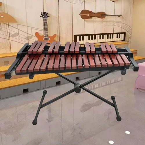 Vista 2 de TNZMART Juego de xilófono de 32 teclas con soporte ajustable de madera Glockenspiel Percusión Instrumento educativo