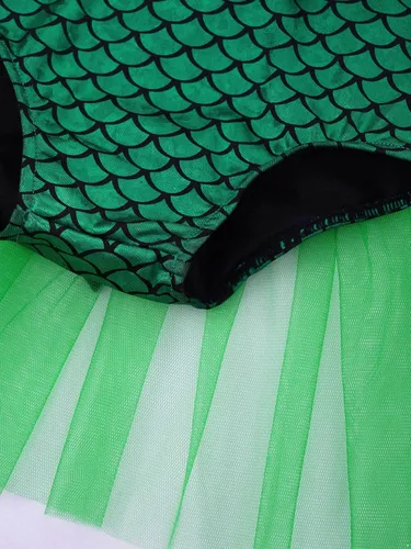 Vista 6 de MSemis Disfraz de princesa de sirena para bebé y niña con lentejuelas halter traje de baño para Halloween