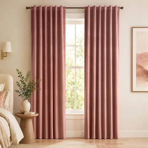 Vista 92 de Lazzzy Cortinas opacas de terciopelo beige de 84 pulgadas de largo con aislamiento térmico para oscurecer la habitación, cortinas forradas de lujo