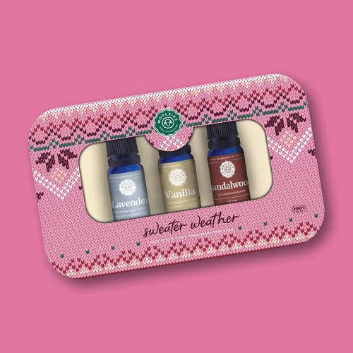Vista 3 de Woolzies Juego de 3 aceites esenciales 100% puros y naturales para el clima, incluye aceites de lavanda, vainilla y sándalo, ideal para relajarse