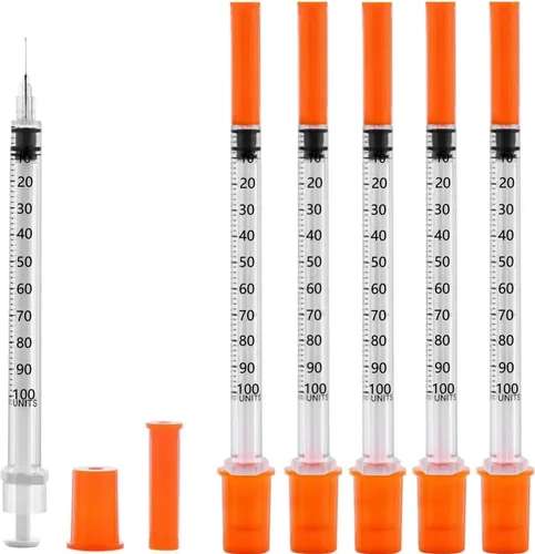 Vista 7 de Paquete de 100 jeringas de 1/2 ml/cc de 31Ga para suministros de laboratorio, empaquetadas individualmente