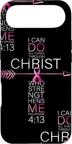 Vista 27 de Breast Cancer Phone Cases Women Philippians 4:13 Pink Cancer Case for iPhone 17