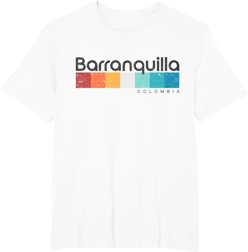 Vista 13 de Barranquilla Colombia - Camiseta de diseño vintage de estilo retro, Blanco, S