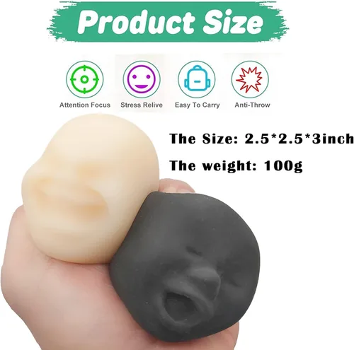 Vista 4 de Juguetes blanditos sensoriales de cara humana para aliviar el estrés, para adultos, adolescentes y niños, juguete de descompresión para aliviar
