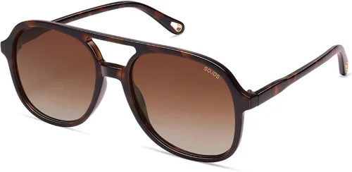 Vista 13 de SOJOS Gafas de sol de aviador polarizadas retro para mujer SJ2174 Tortuga ámbar/marrón