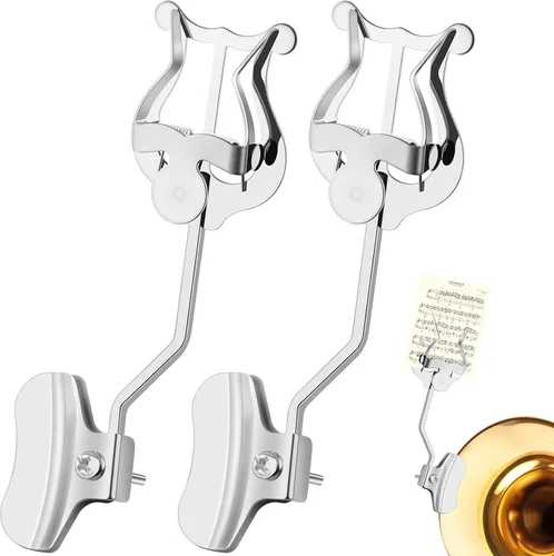 Vista 10 de Lira de clarinete, paquete de 2 soportes de lira de clarinete negros para banda de marcha, clip de partitura de clarinete y oboe de 6.02 pulgadas