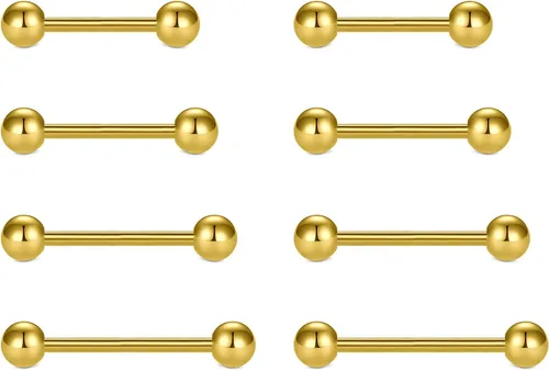 Vista 5 de MODRSA 14g 16g Nipple Rings Tongue Rings 14 Gauge Surgical Steel Nipple Bar Barbell 14mm 16mm 18mm Silver Rose Gold Black Tongue Piercing Jewelry