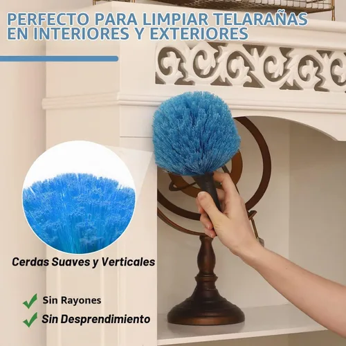 Vista 3 de Plumero de Telarañas de 20 Pies con Poste de Extensión 2 PIEZAS, Plumero Webster de Telarañas para Techos Altos/Esquinas, Cepillo de Telarañas