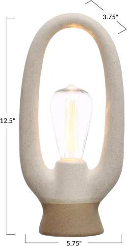 Vista 2 de Bloomingville Luz LED de gres de 12,5 pulgadas con esmalte reactivo para el hogar y la oficina, color blanco