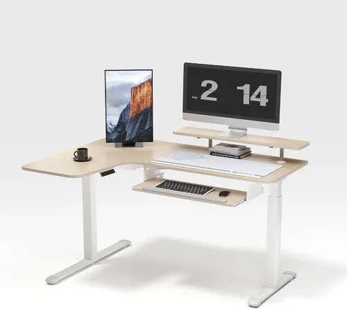 Vista 14 de EUREKA ERGONOMIC Escritorio eléctrico de pie en forma de L de 55 pulgadas, escritorio para juegos de computadora de altura ajustable con bandeja