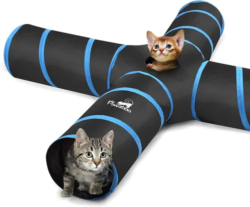 Vista 8 de Pawaboo Tubo de túnel para gatos - Túneles de 3 vías 25x53cm Extensible plegable Tienda de juego interactiva Juguetes laberinto Casa Cama con bolas