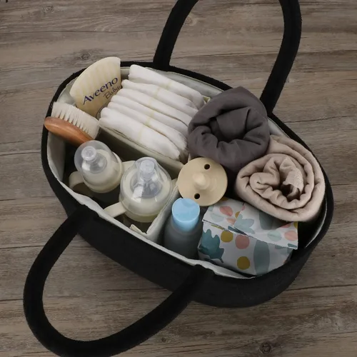 Vista 6 de Organizador de pañales para bebé con asa de cuerda de algodón para niña o niño, cesta de almacenamiento portátil para guardería, bolsa de pañales