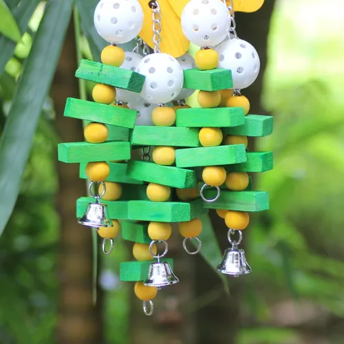 Vista 7 de KINTOR Juguete grande para masticar loro, juguete de jaula de pájaro para Banana
