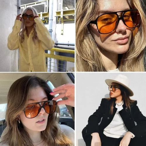 Vista 5 de TIANYESY Gafas de sol clásicas de aviador vintage para mujeres y hombres montura grande gafas de sol retro de los años 70
