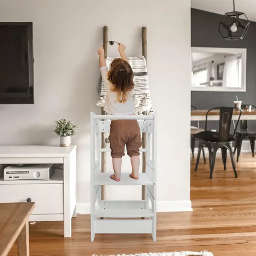 Vista 7 de DEARYOU Taburete para niños pequeños, taburete de cocina para niños pequeños, taburete auxiliar de cocina para niños pequeños, taburete