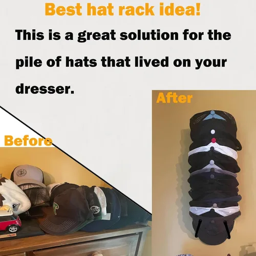 Vista 4 de Pmsanzay Percha organizadora de gorras, soporte para sombreros, estante para sombreros, organizador de sombreros para instalación en la pared, gran