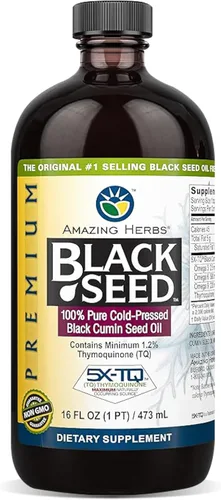 Vista 10 de Amazing Herbs Aceite de semilla negra de alta calidad, sin gluten, sin OMG, prensado en frío, Nigella sativa ayuda a la salud digestiva, apoyo