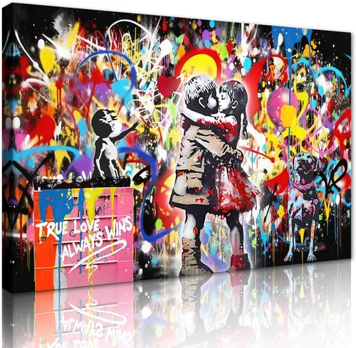 Vista 37 de Yeesjoee Graffiti Hip-Hop Style Culture - Arte de pared, póster abstracto de la vida es hermosa, impresión en lienzo colorido y moderno de pintura