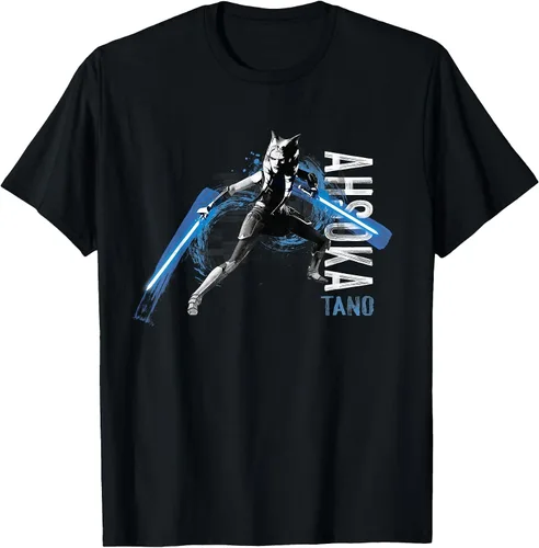 Vista 10 de Star Wars The Clone Wars Ahsoka Tano Dual Lightsabers Camiseta Asphalt Grey