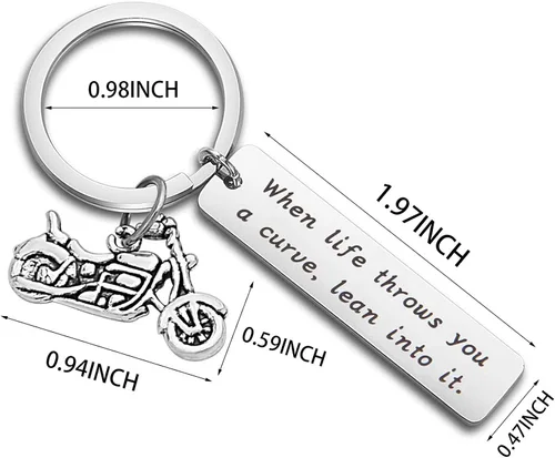 Vista 2 de WUSUANED Llavero inspirador para motocicleta, llavero seguro para motociclista, regalo para papá, marido, novios