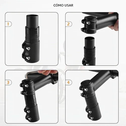 Vista 6 de TRIWONDER Extensor de Tija de Manillar para Bicicleta de MTB, BMX, Bicicletas de Montaña, Adaptador de Horquilla de Aleación de Aluminio con 01 Negro