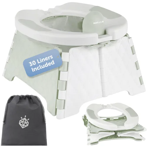 Vista 9 de Jool Baby Silla portátil de entrenamiento para ir al baño con bolsa de viaje y 30 forros, plegable, para uso en interiores y exteriores, camping