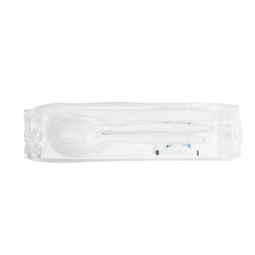Vista 3 de Karat U2202W PP Cubiertos Kits Sal y Pimienta - Blanco (Caja de 250)