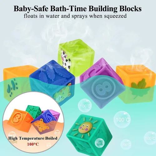 Vista 7 de Kingtree Bloques para bebés, 9 piezas de bloques de construcción suaves para bebés de más de 6 meses, juego de bloques educativos de dentición