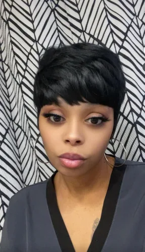 Vista 6 de FCHW - Pelucas de pelo corto para mujer, corte Pixie, pelucas brasileñas, corte Pixie para mujer, pelucas cortas con flequillo, peluca en capas
