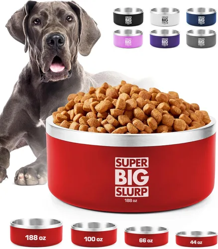 Vista 13 de Tuff Pupper Tazón Aislado de Servicio Pesado para Perros Plato de Comida para Perros de Acero Inoxidable de Doble Pared Tazón Antideslizante a