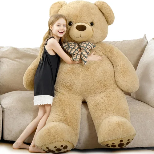 Vista 35 de MorisMos Oso de peluche gigante con corbata de 4 pies, 47 pulgadas, oso de peluche grande clásico, regalo para novia novio en cumpleaños, azul
