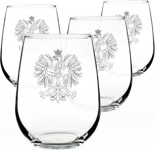 Vista 7 de Custom Polish Eagle Personalized Stemless Wine Glass - Poland Gifts or Party Decor for Women & Men - Large 17 Oz Wine Glasses - Customized Wine