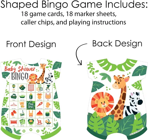 Vista 3 de Big Dot of Happiness Jungle Party Animals - Tarjetas de bingo y marcadores con imágenes - Safari Zoo Animal Baby Shower Bingo Juego de Bingo - Juego
