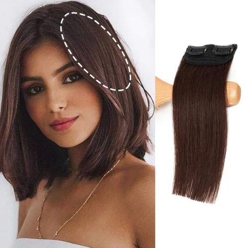 Vista 21 de Extensiones de cabello con clip de volumen real de cabello humano liso y sedoso, extensiones de cabello cortas y naturales invisibles para mujer