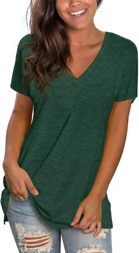 Vista 34 de Sipaya - Camiseta de mujer con cuello en V, básica, de ajuste suelto, manga corta, estilo casual