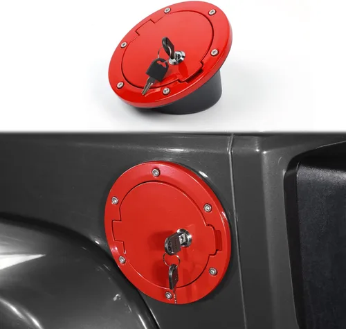 Vista 8 de Tapa de gasolina para Jeep Wrangler JK con cerradura, compatible con Jeep Wrangler JK JKU 2/4 puertas 2007-2018 (1 unidad, morado con cerradura)