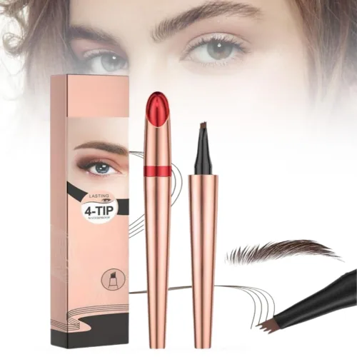 Vista 8 de Microblading - Lápiz de cejas de 4 puntas, resistente al agua, de larga duración, para maquillaje de cejas de aspecto natural, color marrón oscuro
