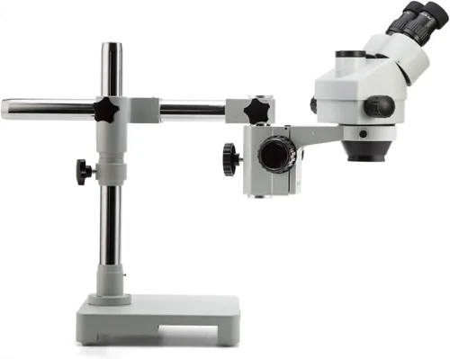 Vista 4 de SWIFT Microscopio estéreo trinocular S7 7X-45X con oculares de campo ancho 10X, lente objetivo de zoom 0.7X-4.5X, soporte de brazo único y anillo